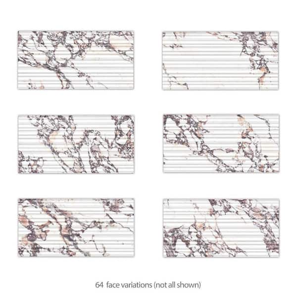 Touche Pleated Deco Rubis 12 in. x 12 in. Porcelain Floor and Wall Take Home Tile Sample
