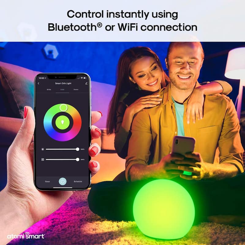 7 in. Multi-Color Smart Wi-Fi Portable LED Orb Lamp with Smart Wi-Fi Control