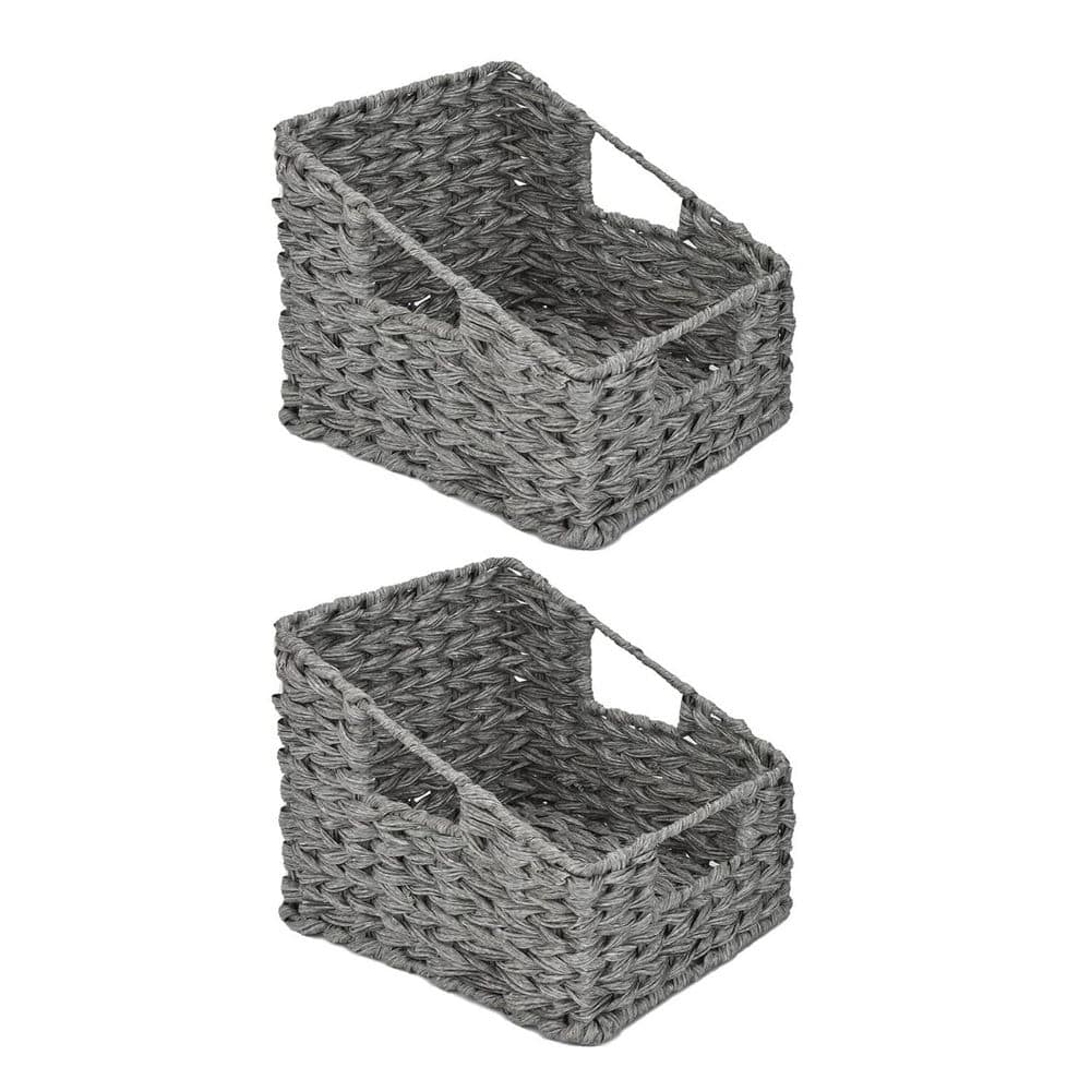 Gray 7.5 in. x 7.3 in. Polypropylene Decorative Basket Set of 2