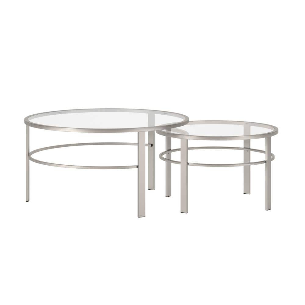 Gaia Satin Nickel Round Nested Coffee Table Set