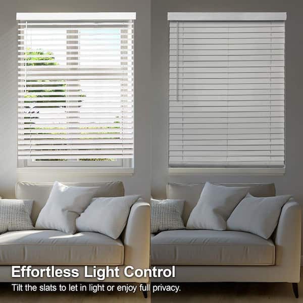 Chicology White Cordless Room Darkening Faux Wood Window Blinds