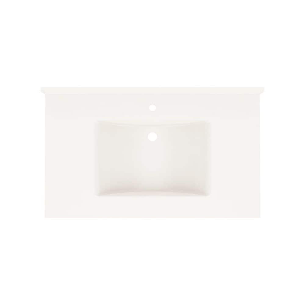 Tahiti White 37'' Swanstone Single Bathroom Vanity Top with Rectangular Sink