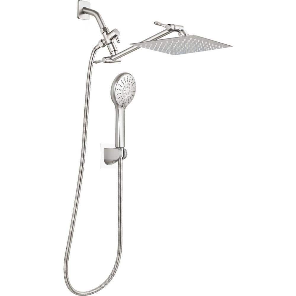8-Spray Patterns 8 in. Wall Mount Dual Shower Head and Handheld Shower Head