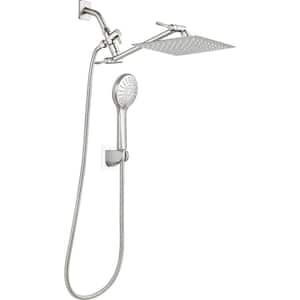 8-Spray Patterns 8 in. Wall Mount Dual Shower Head and Handheld Shower Head 2.2 GPM with Waterfall in Brushed Nickel