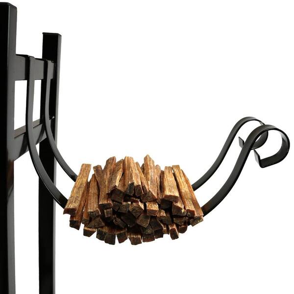 Black 33 Inch Wide x 30 Inch Fireplace Wood Storage Stand Sunnydaze Indoor/Outdoor Firewood Log Rack with Kindling Holder 
