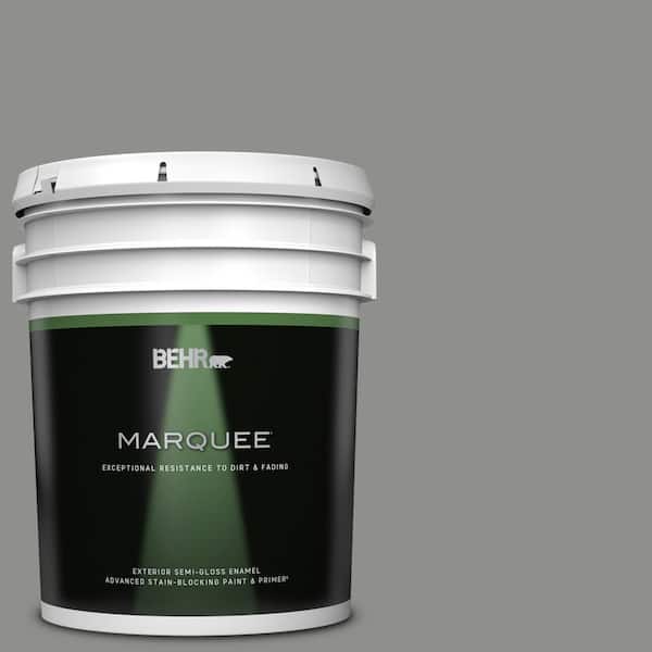 BEHR MARQUEE 5 gal. #PPU24-20 Letter Gray Semi-Gloss Enamel Exterior Paint & Primer