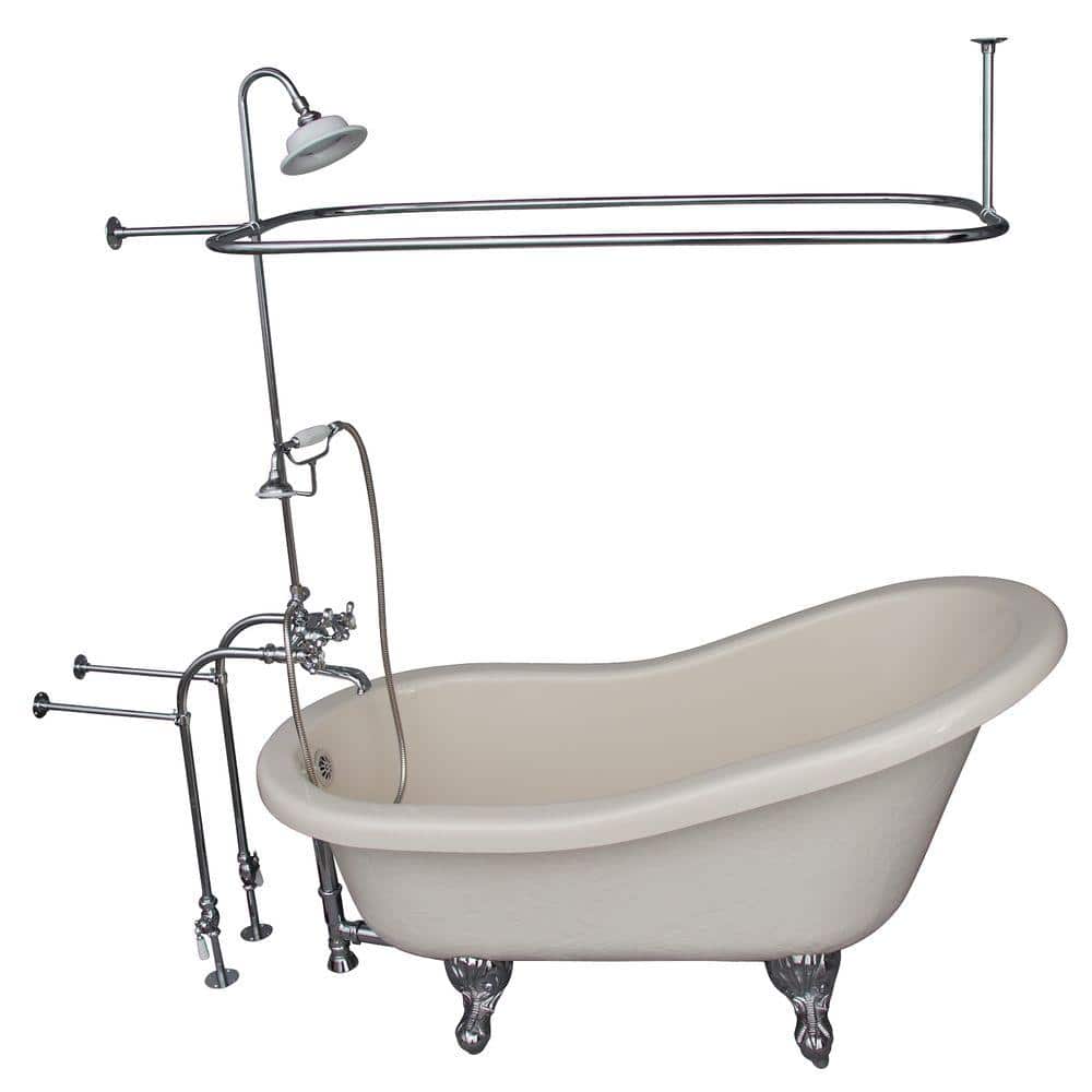 Barclay Products 5 ft. Acrylic Ball and Claw Feet Slipper Tub in Bisque with Polished Chrome Accessories -  TKATS60-BCP4