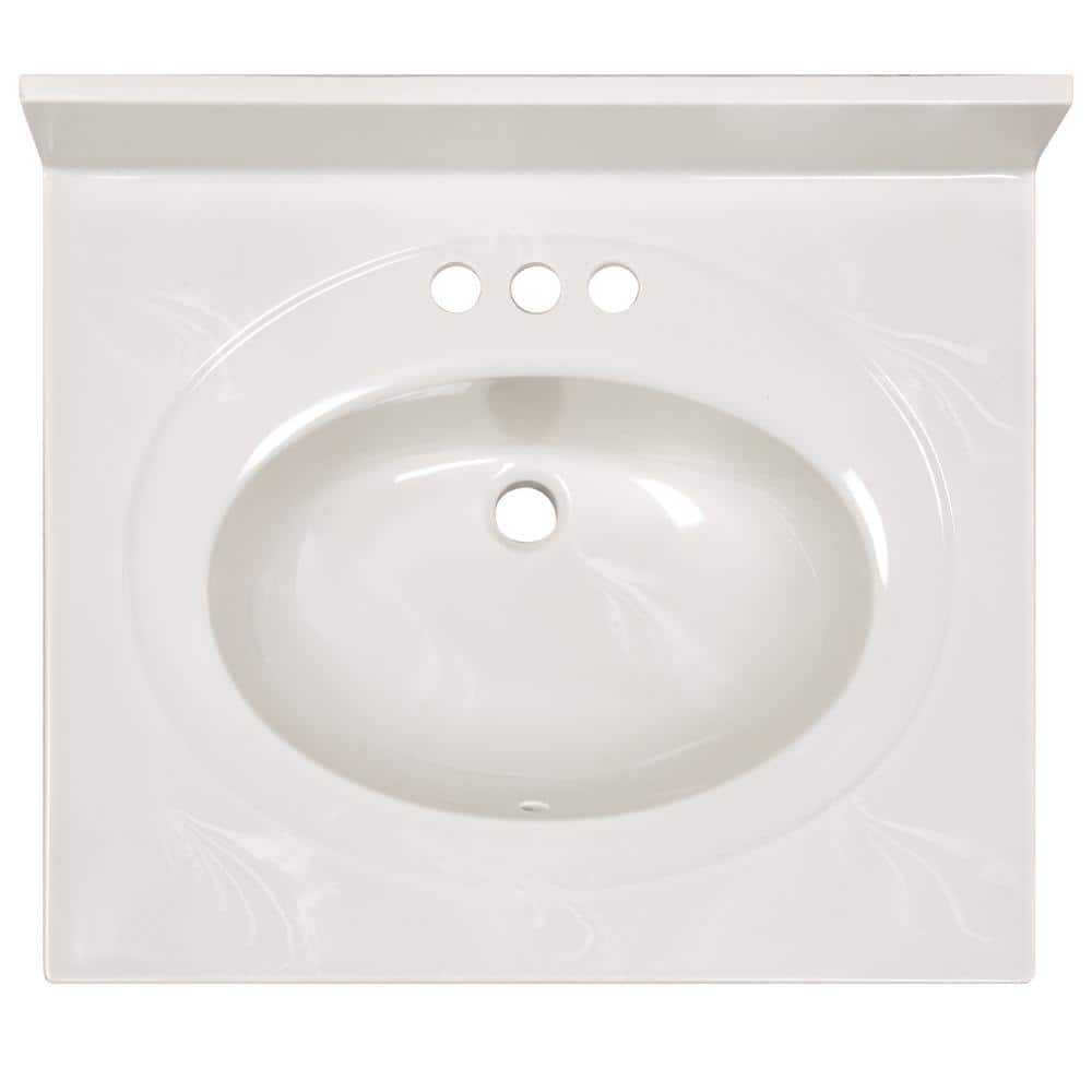 Ivory Swirl Cultured Marble Vanity Top with Backsplash, 25-Inch