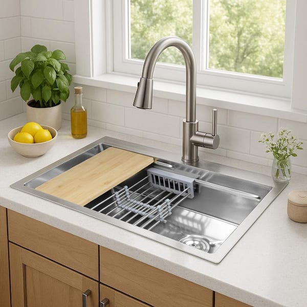 スタミナキッチン Golden Vantage HEX 33 in. Drop-in Single Bowl Stainless Steel
