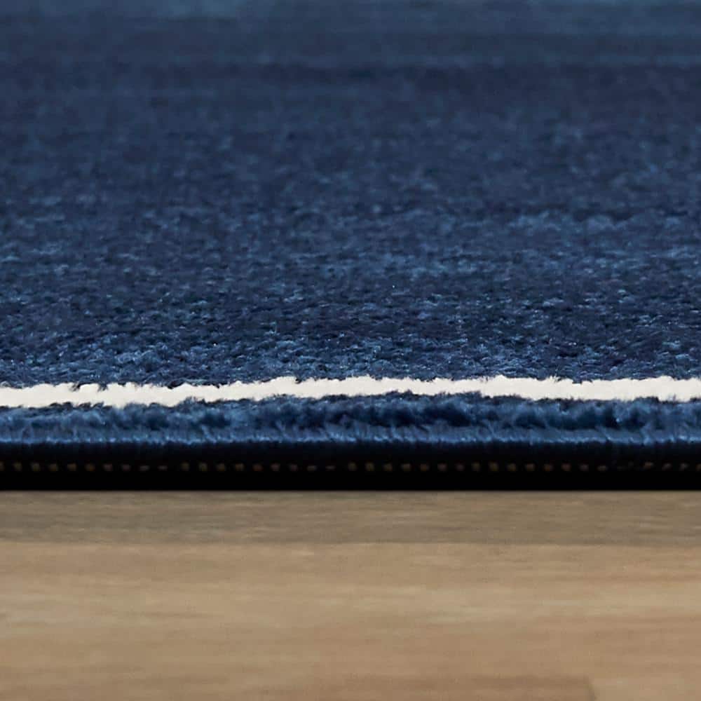 Navy and White Geometric Rectangular Easy Care Area Rug