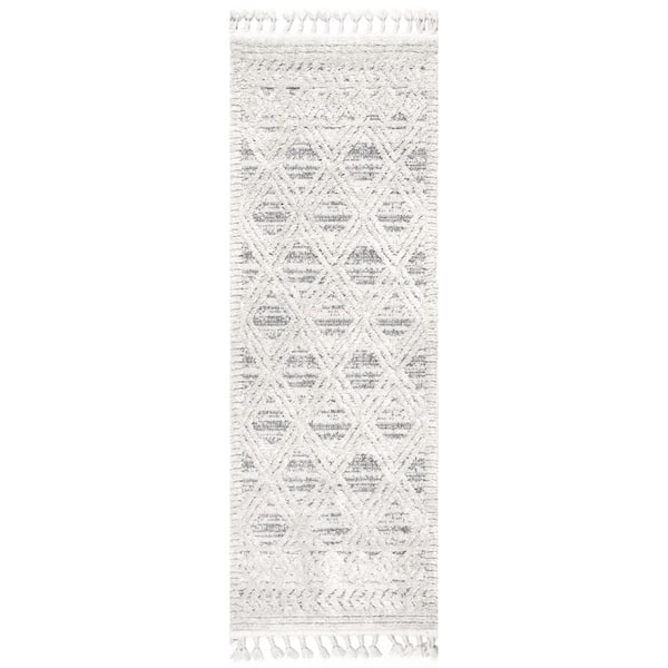 nuLOOM Ansley Light Grey 2 ft. x 12 ft. Geometric Runner Rug