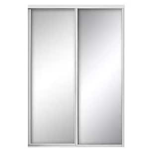 48 in. x 81 in. Crestview White Aluminum Frame Mirrored Interior Sliding Closet Door with Soft Close