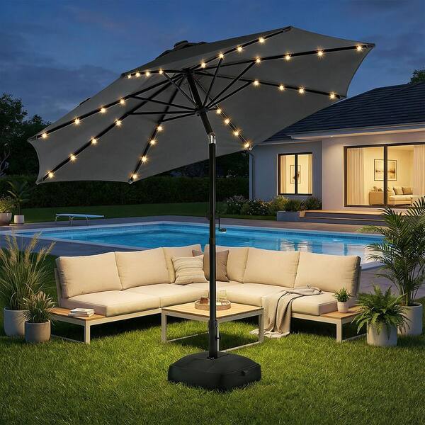 double patio umbrella canada PURPLE LEAF Double Top Rectangle Aluminum Umbrellas in Wood Color