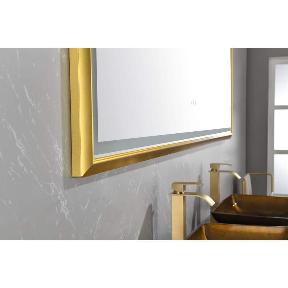Large Gold Aluminum Frameless LED Bathroom Vanity Mirror