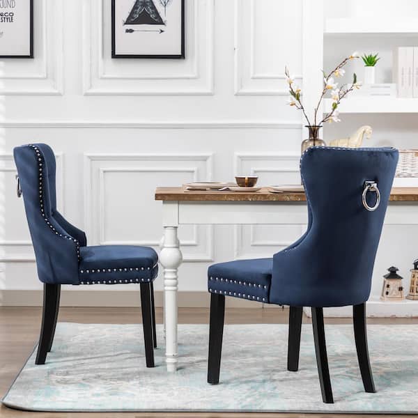 Brooklyn Navy Blue Tufted Velvet Dining Side Chair (Set of 2)