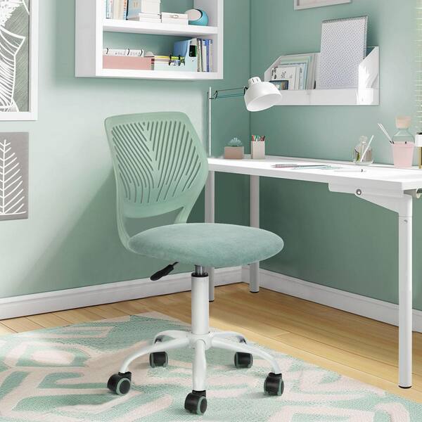Homy Casa CARNAT Kids Desk Chair, Adjustable Swivel Chair with Cushioned Seat and Lumbar Support, Mint Green and Beige (Set of 2)