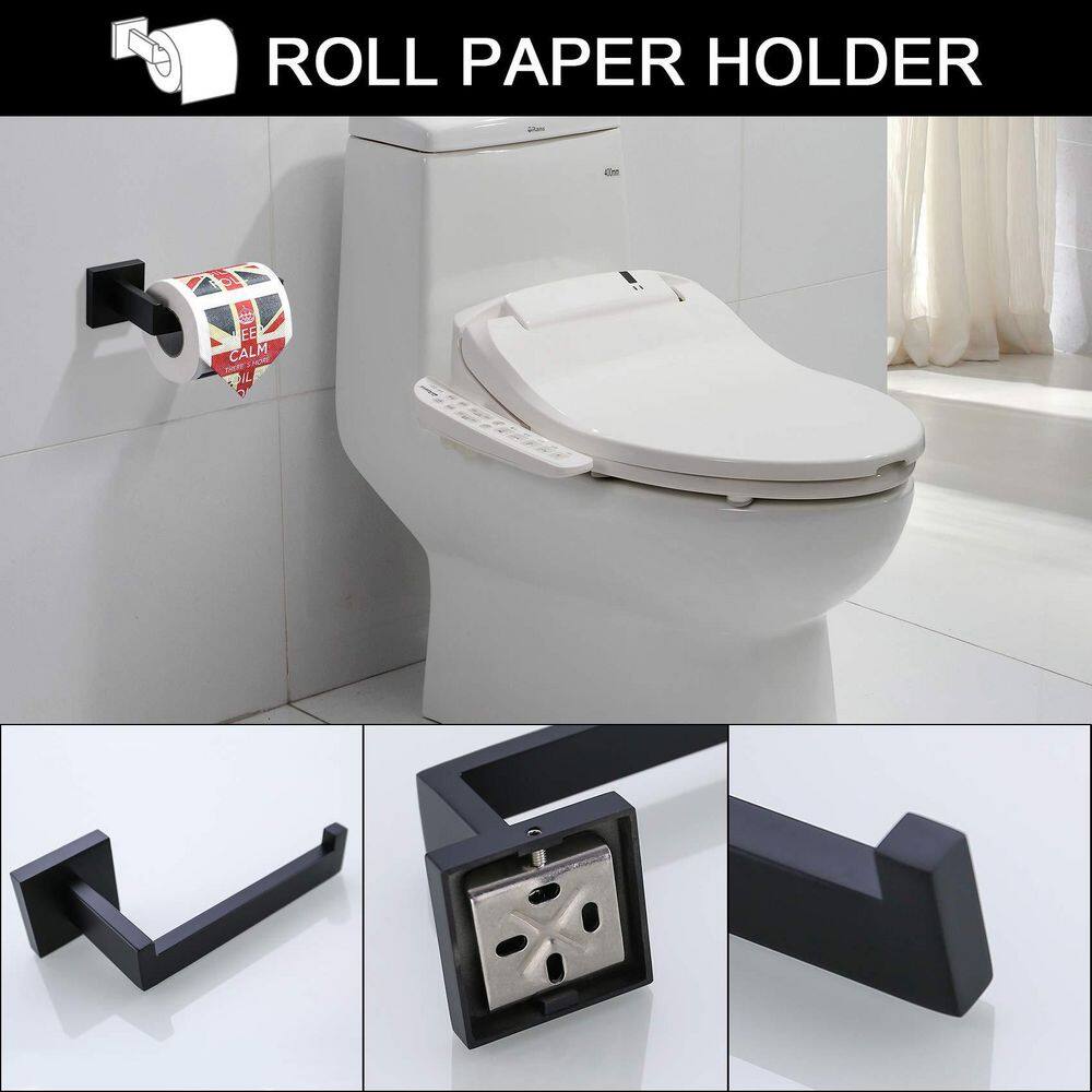 Matte Black 5-Piece Stainless Steel Bathroom Hardware Set