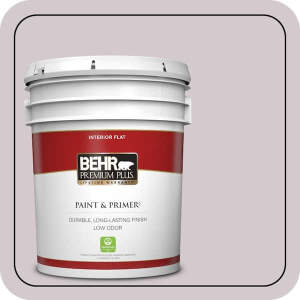 BEHR PREMIUM PLUS 5 gal. #N110-1 Dusty Lilac Flat Low Odor Interior Paint & Primer