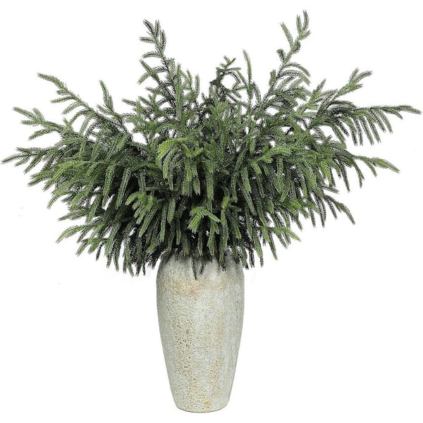 36 in. Green Artificial Christmas Norfolk Pine Branches for Vase DIY Garland Wreath Home Decoration (8 Pcs)