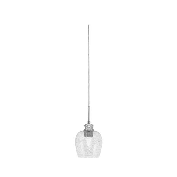 Unbranded Albany 60-Watt 1-Light Brushed Nickel Pendant Mini Pendant Light Smoke Bubble Glass and Light Bulb Not Included