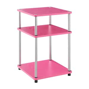 Designs2Go 15.75 in. W Pink/Chrome Square Particle Board No Tools 3 Tier End Table