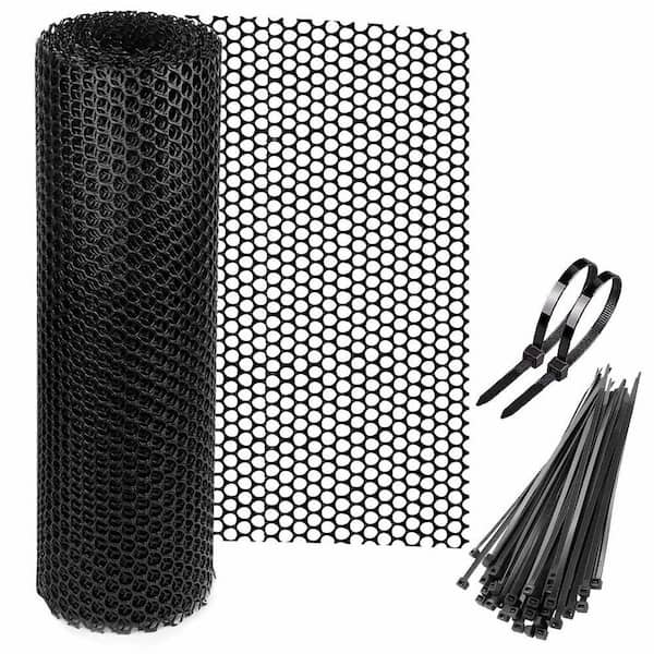 1 in. Plastic Chicken Wire Fencing 15.7 in. x 19.7 ft. Black Mesh Poultry Netting Garden Fence Artificial Hedge Panel