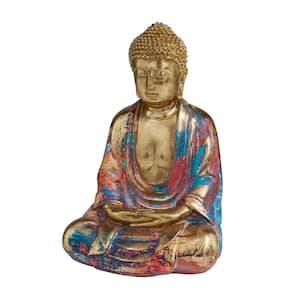 9 in. Multi Colored Resin Buddha Sculpture
