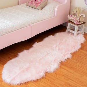 Pink 2 ft. x 6 ft. Faux Fur Luxuriously Soft and Eco Friendly Area Rug