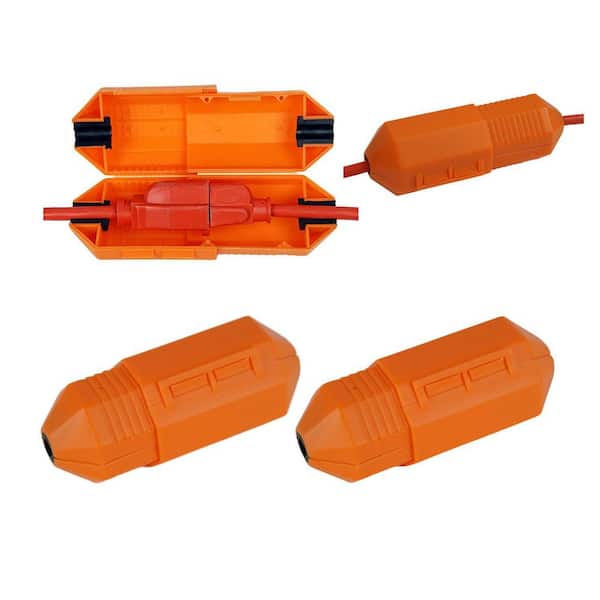 CordSafe Extension Cord Safety Cover, Plug Protector for Lights, Power Tools, Weather Resistant, Indoor/Outdoor, Orange 2-Pack