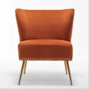 Corisha 25 in. W Velvet Armless Accent Chair, Orange Red