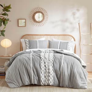 Imani 3-Piece Gray Cotton King/Cal King Comforter Set