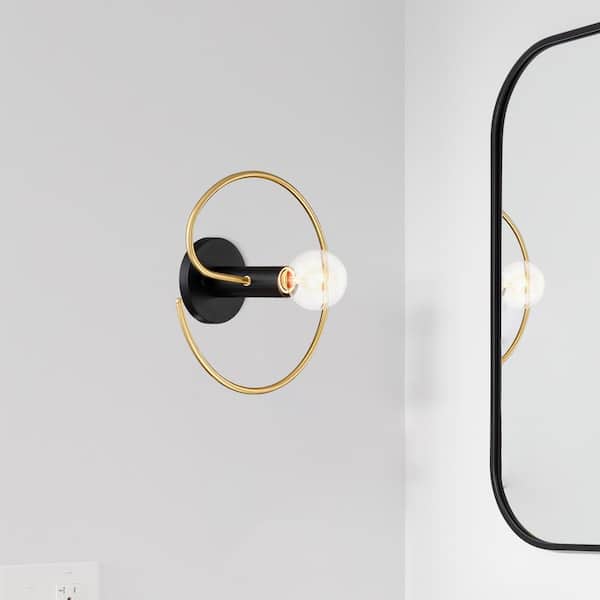 Designers Fountain Stella 12 in. 1-Light Matte Black Modern Entryway Semi-Flush Mount with No Bulb Included