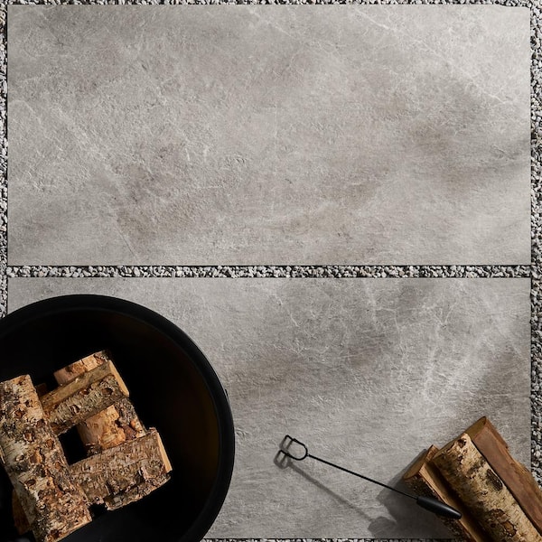 Ivy Hill Tile LithoTech 23.62 in. x 47.24 in. x 0.78 in. Silver Gray Matte Porcelain Floor Paver Tile (7.74 sq. ft./Each)