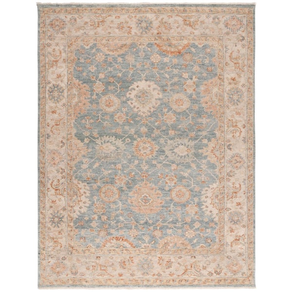 Samarkand 9 ft. x 12 ft. Light Blue/Beige Ornate Traditional Area Rug