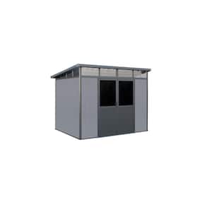 9 ft. x 7 ft. Wood Plastic Composite Heavy-Duty Storage Shed - Pent Roof and Double Doors Grey Color (63 sq. ft.)