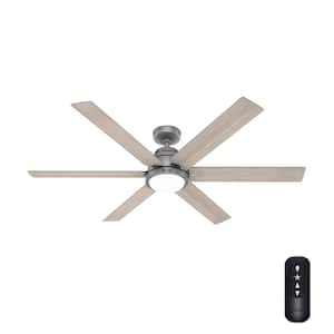 Gravity 60 in. Integrated LED Indoor Matte Silver Smart Ceiling Fan with Light Kit and Remote Included