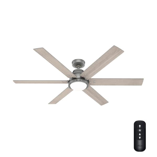 Hunter Gravity 60 in. Integrated LED Indoor Matte Silver Smart Ceiling Fan with Light Kit and Remote Included