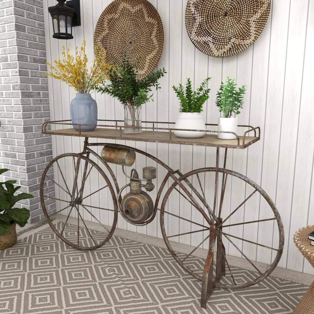 Bronze Metal Vintage Bike Indoor Outdoor Plant Stand