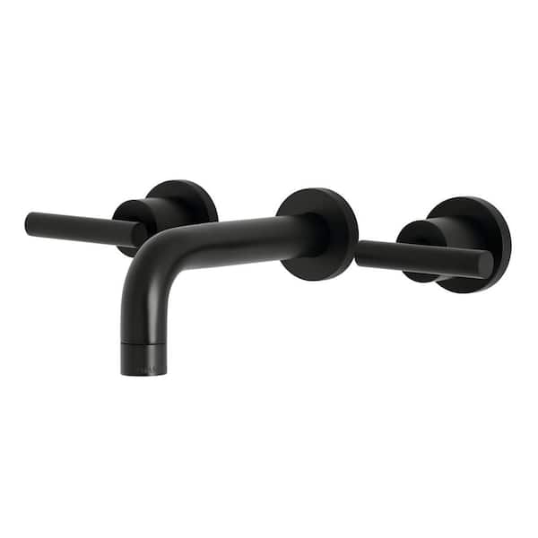 Kingston Brass Manhattan 2-Handle Wall Mount Bathroom Faucet in Matte Black