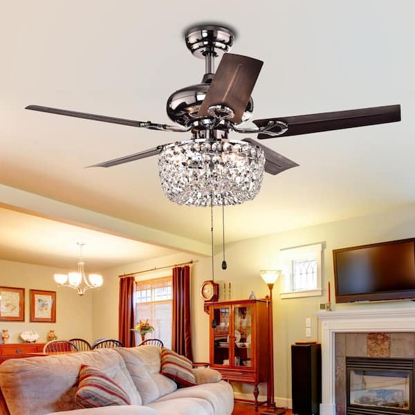5 Blade Crystal Chandelier Ceiling Fan, Chandelier Ceiling Fan For Bedroom