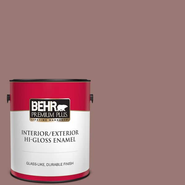 BEHR PREMIUM PLUS 1 gal. #120F-5 Hickory Stick Hi-Gloss Enamel Interior/Exterior Paint