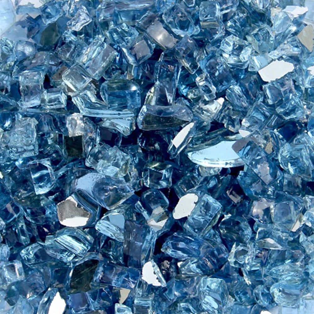 Sky Blue Reflective Fire Glass for Outdoor Fire Pits, 20 lbs
