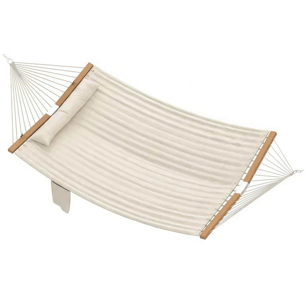 Outdoor Double 2-Person Quilted Gray Hammock with Beechwood Spreader Bars, Extra-Long Pillow & Hanging Kit price history on PriceWatchPro