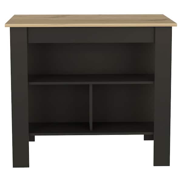 Wenge Wood 40.5 in. Kitchen Island with Shelf