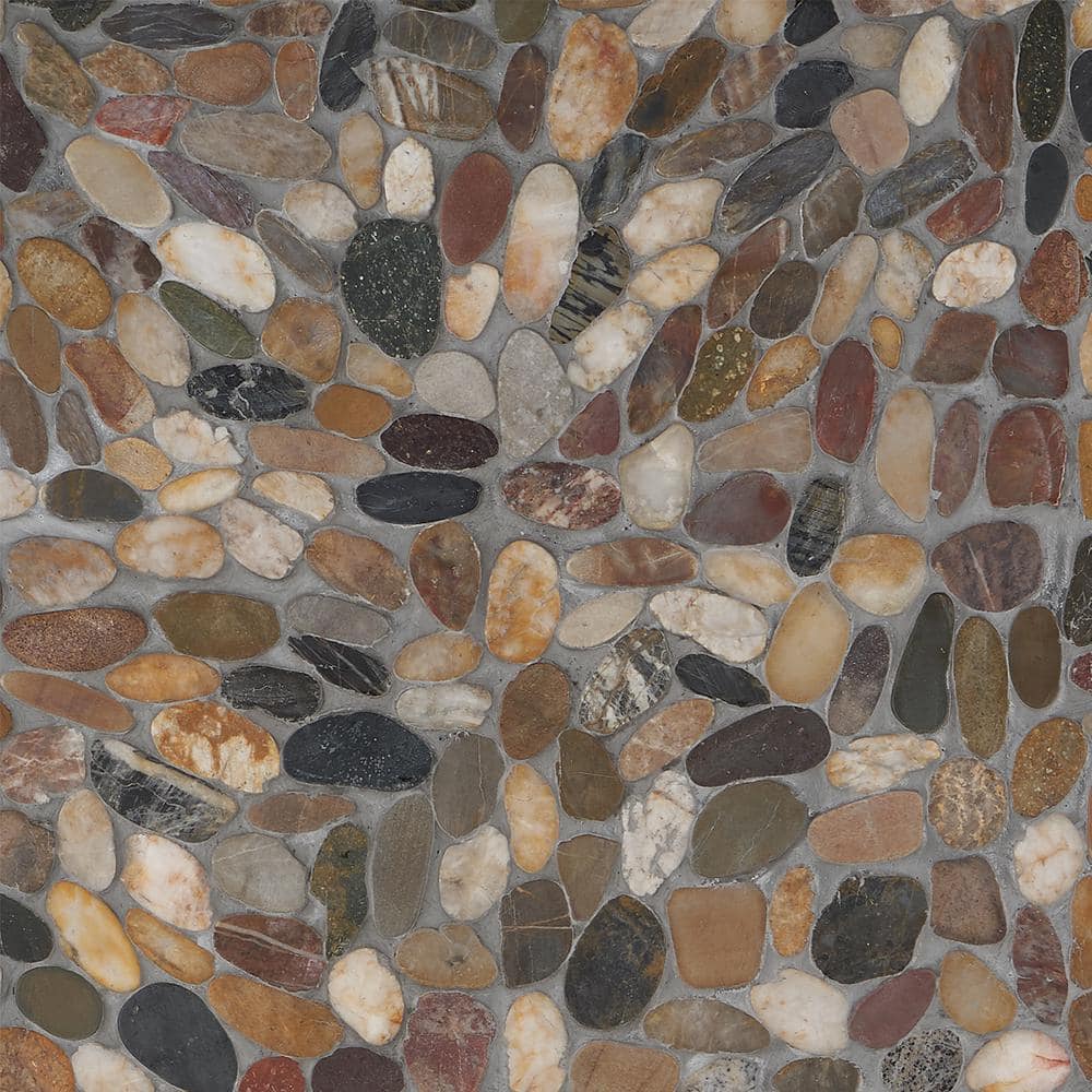 Ivy Hill Tile Pebble Rock Flat Crue 12 in. x 12 in. Marble Floor and Wall Tile