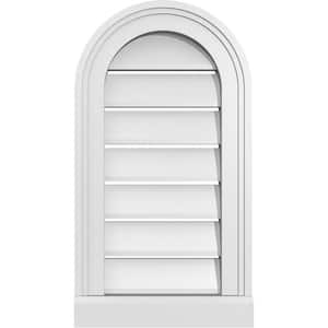 12 in. x 22 in. Round Top White PVC Paintable Gable Louver Vent Functional
