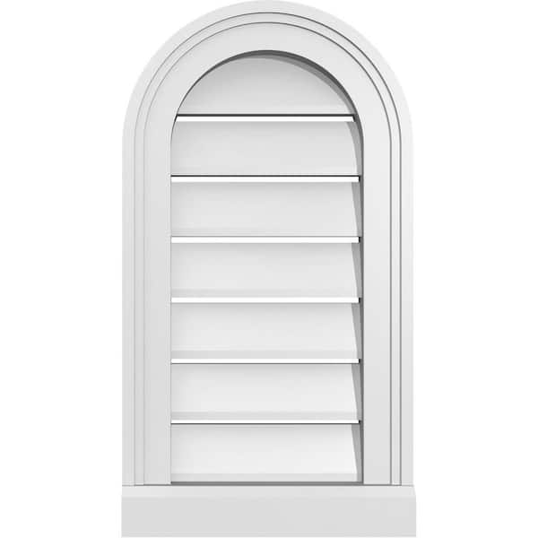 Ekena Millwork 12 in. x 22 in. Round Top White PVC Paintable Gable Louver Vent Functional