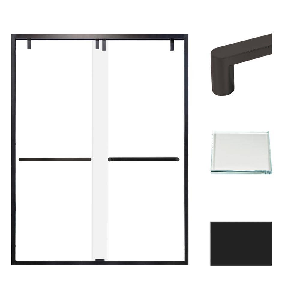 Eden 60 in. W x 80 in. H Sliding Semi-Frameless Shower Door in Matte Black with Low Iron Glass price history on PriceWatchPro