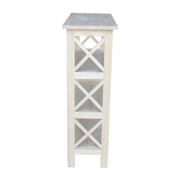 36 in. Tall Unfinished Solid Wood 3-shelf Etagere Bookcase