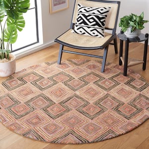 Aspen Gold/Olive 6 ft. x 6 ft. Bohemian Diamond Round Area Rug